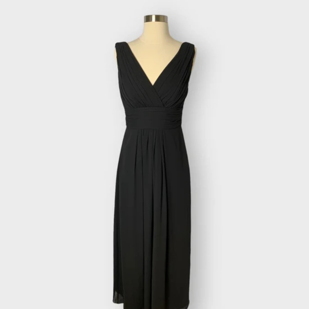 Bill Levkoff Size 6 Black Chiffon A-Line Formal G… - image 1